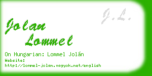 jolan lommel business card